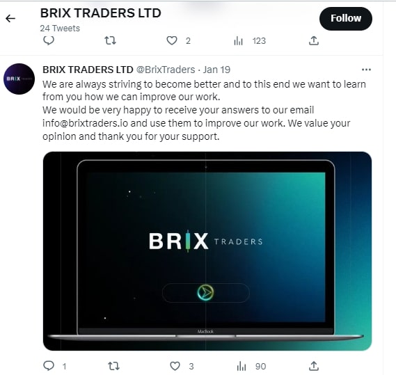 Brix Traders: отзывы клиентов о работе компании в 2023 году