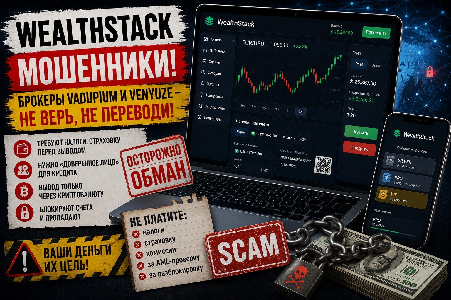 WealthStack — разоблачение терминала брокеров-обманщиков